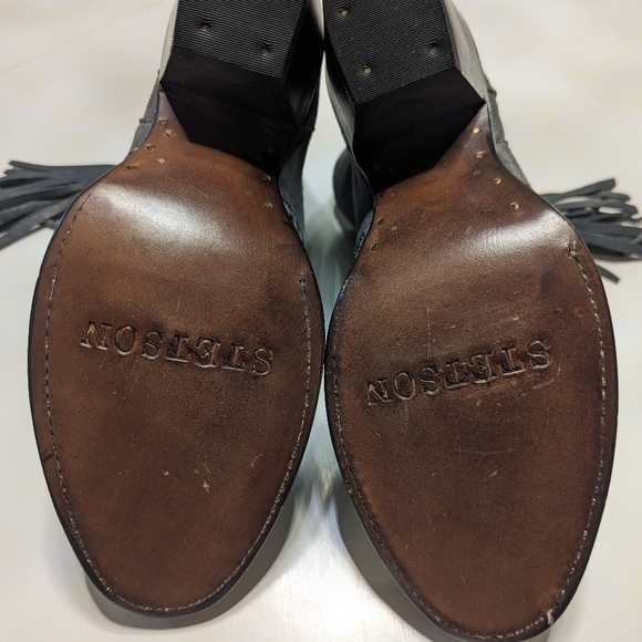 Grey Women's Stetson "Paris" Suede and Caiman Exotic Ankle Boots - Picture 8 of 8